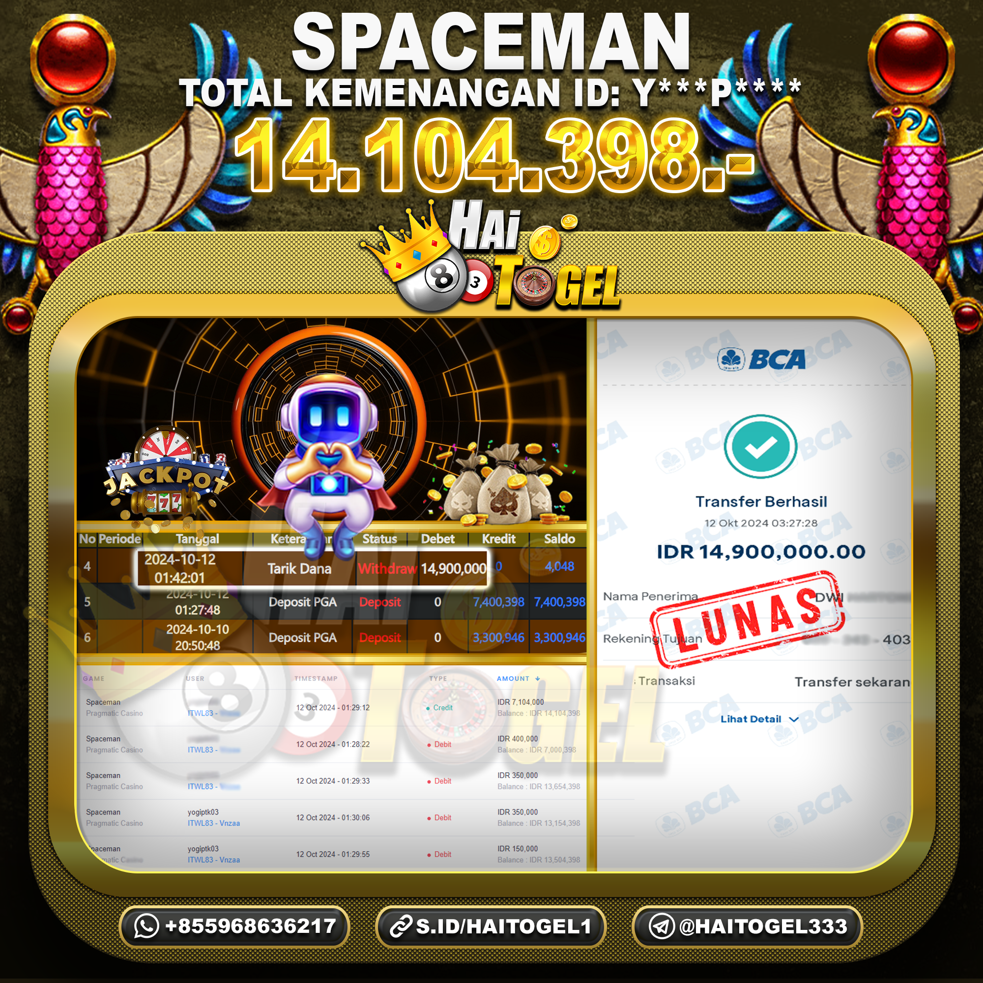 You are currently viewing BUKTI GACOR HAITOGEL SLOT : SPACEMAN RP. 14.104.398