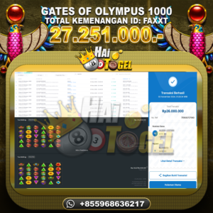 Read more about the article PEMBAYARAN BUKTI JP SLOT GATES OF OLYMPUS 1000 RP. 27.251.000