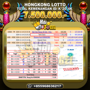 Read more about the article HAITOGEL BUKTI JACKPOT PEMBAYARAN HONGKONG LOTTO : SEBESAR : RP. 7.500.000