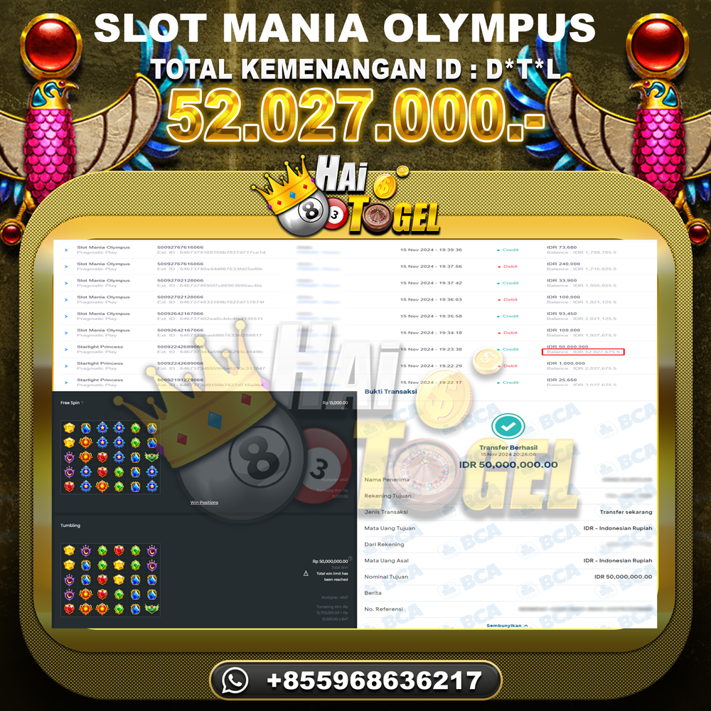 You are currently viewing BUKTI JACKPOT HAITOGEL SLOT : SLOT MANIA OLYMPUS RP. 52.027.000