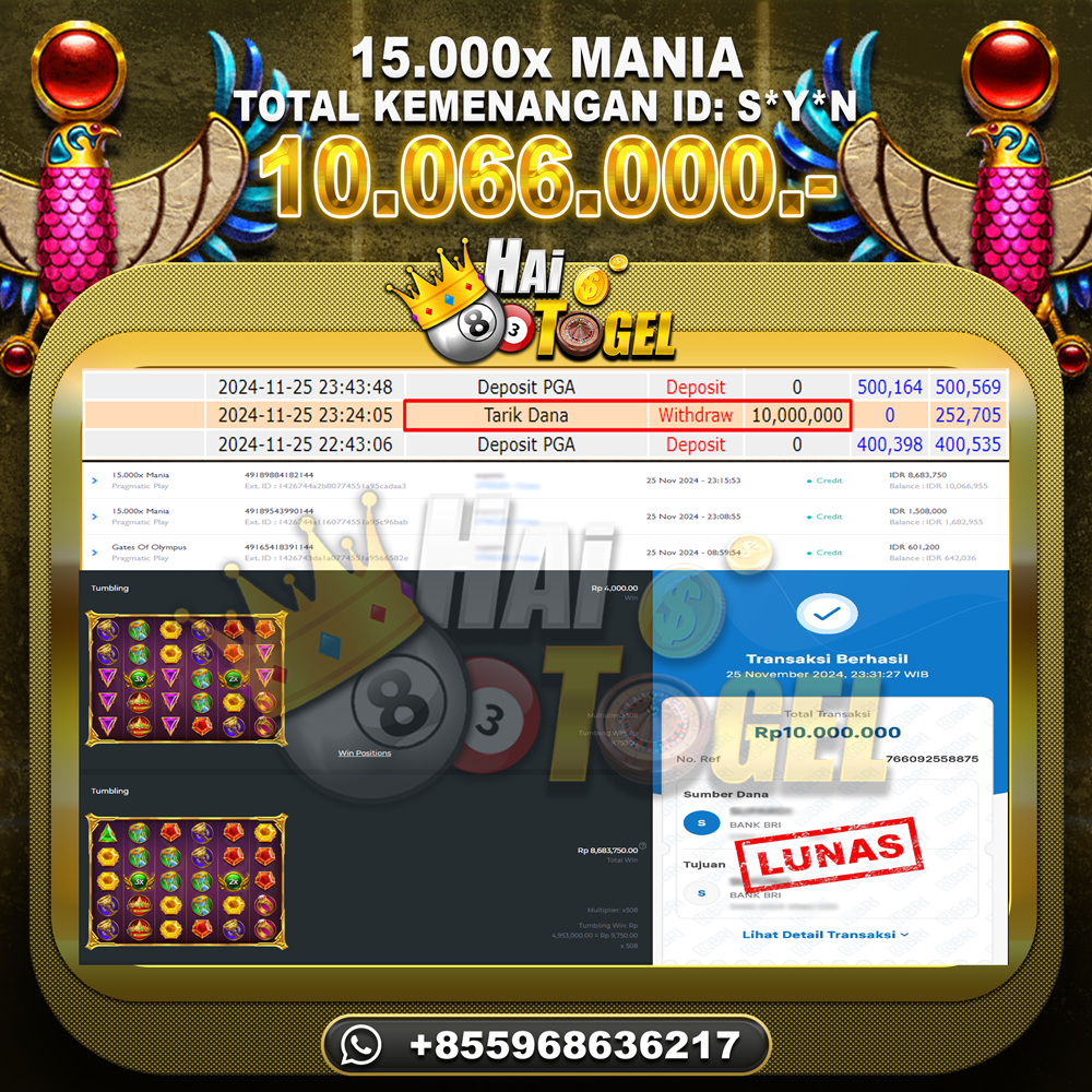 Read more about the article MAXWIN GACOR SLOT HAITOGEL : 15.000X MANIA RP. 10.066.000