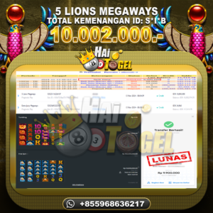 Read more about the article BUKTI HAITOGEL SLOT GACOR : 5 LIONS MEGAWAYS RP. 10.002.000