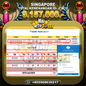 Read more about the article TOGEL HAITOGEL KEMENANGAN BUKTI : SINGAPORE RP.9.157.000,-