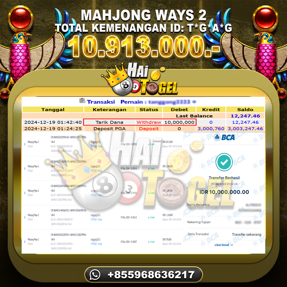 Read more about the article GACOR BUKTI SLOT HAITOGEL MAHJONG WAYS 2 RP. 10.913.000