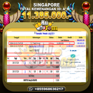 Read more about the article TOGEL BUKTI KEMENANGAN HAITOGEL : SINGAPORE RP.11.385.000,-