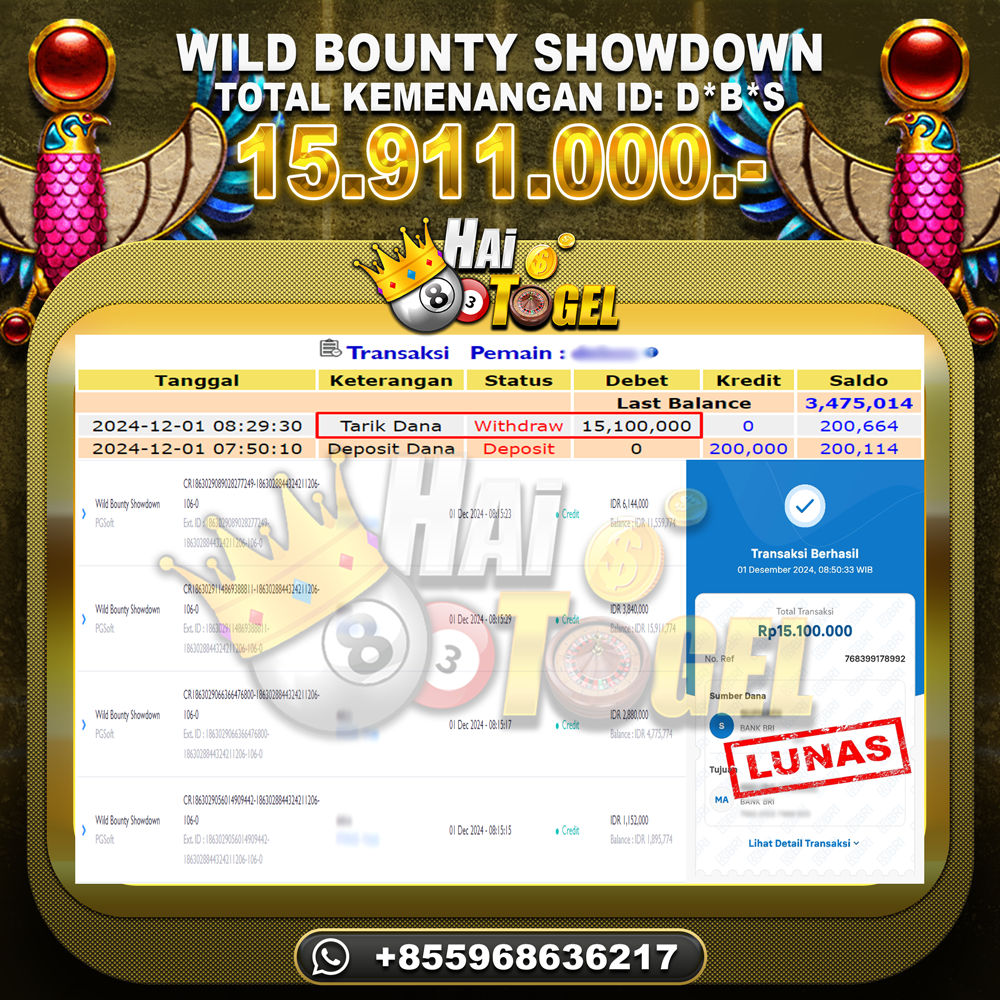 Read more about the article HAITOGEL SLOT BUKTI GACOR WILD BOUNTY SHOWDOWN RP. 15.911.000