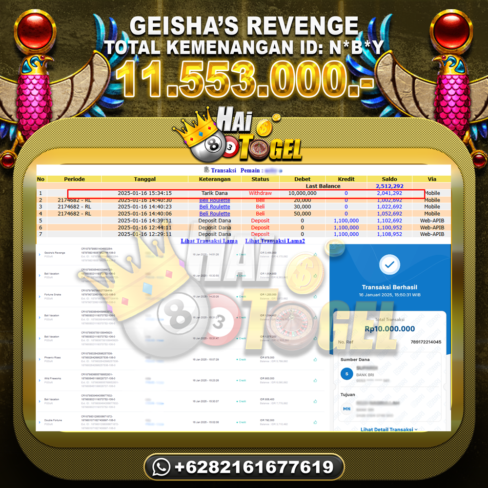 Read more about the article BUKTI HAITOGEL SLOT GACOR : GEISHA’S REVENGER RP. 11.553.000