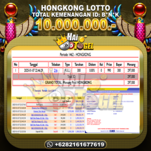 Read more about the article JACKPOT TOGEL GACOR HAITOGEL : HONGKONG LOTTO RP. 10.000.000