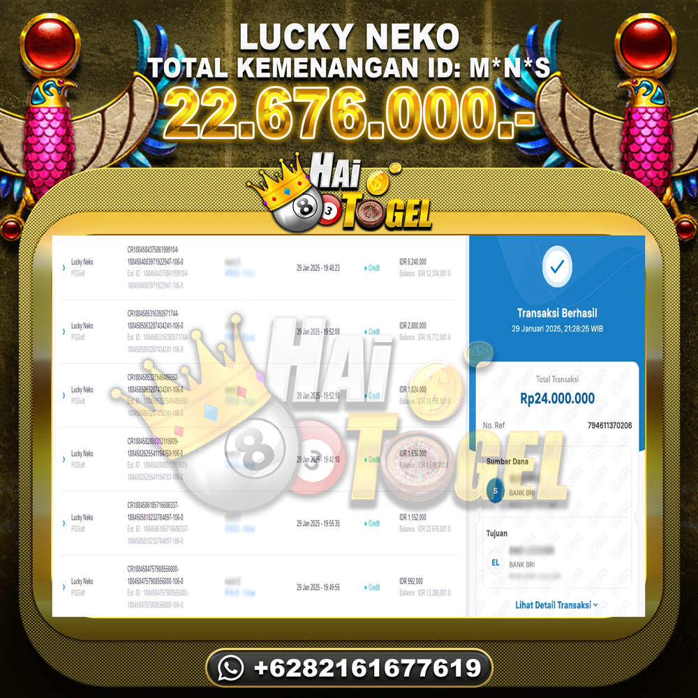 You are currently viewing PEMBAYARAN JP SLOT HAITOGEL : SLOT LUCKY NEKO RP. 22.676.000