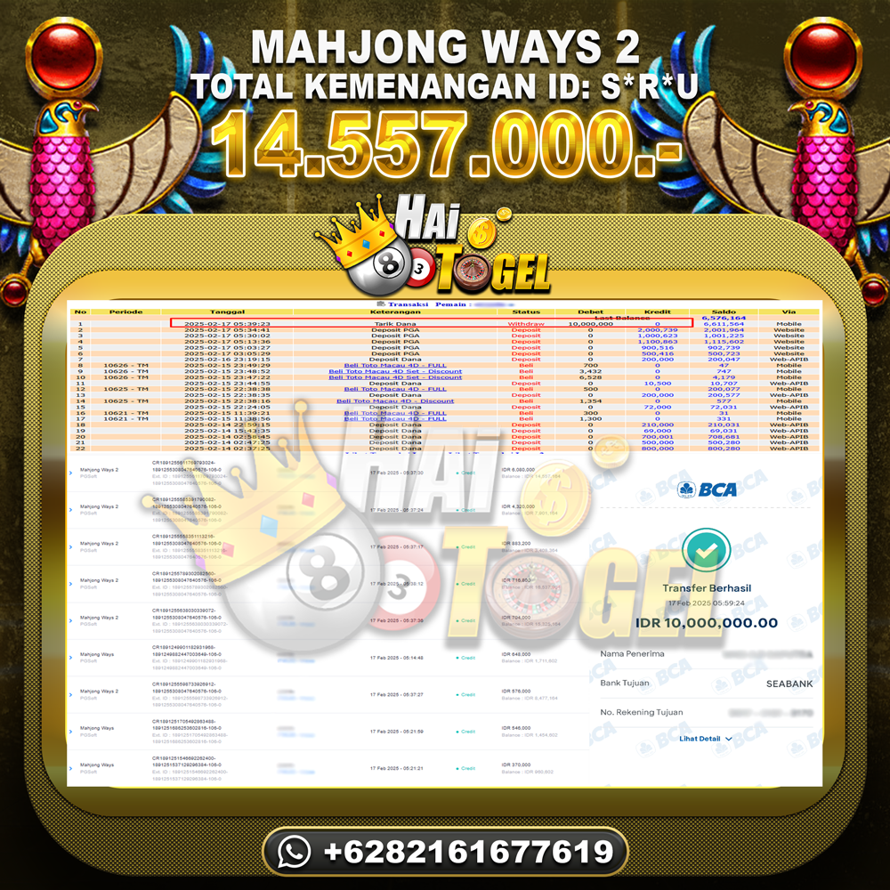 Read more about the article GACOR BUKTI SLOT HAITOGEL MAHJONG WAYS 2 RP. 14.557.000