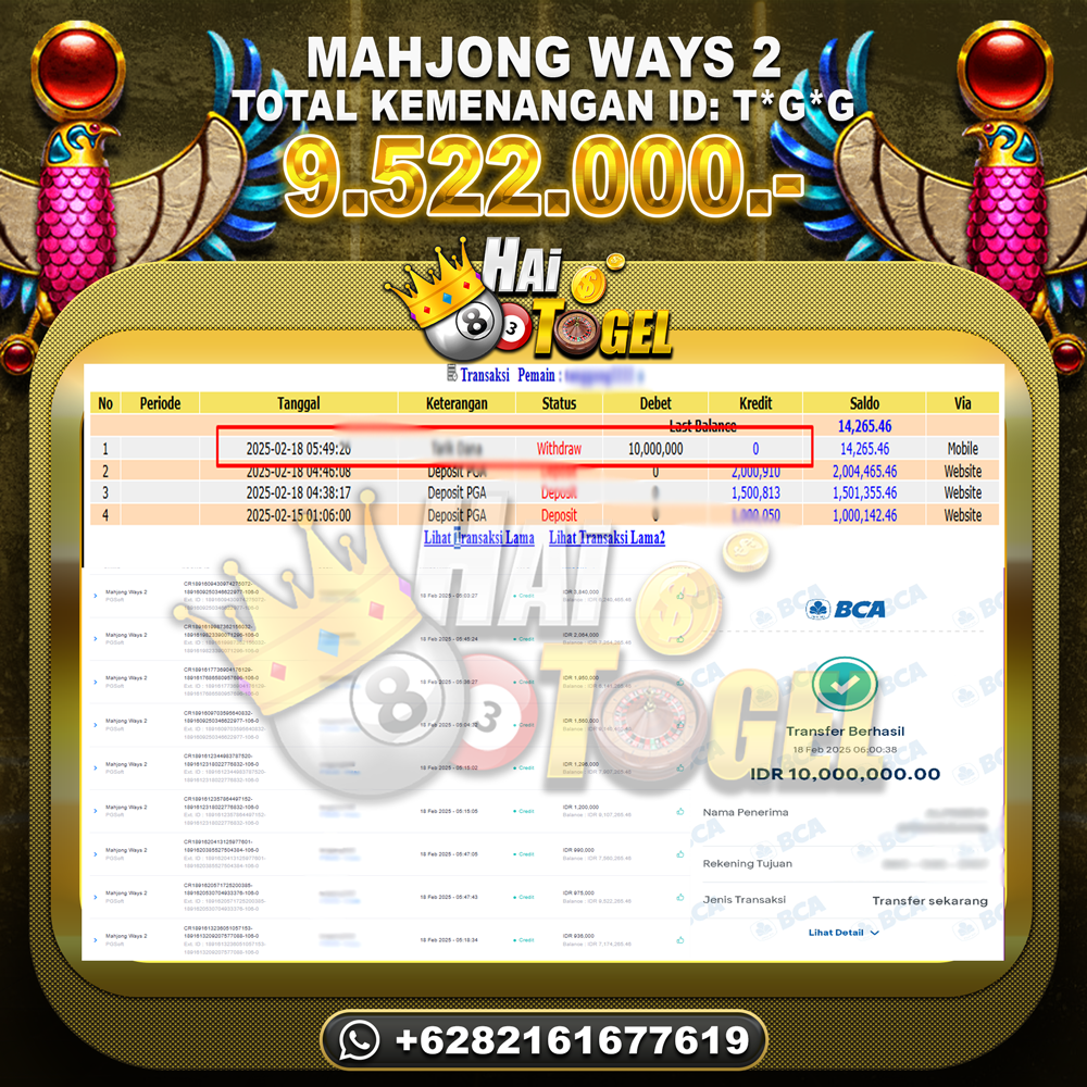 Read more about the article GACOR BUKTI SLOT HAITOGEL MAHJONG WAYS 2 RP. 9.522.000