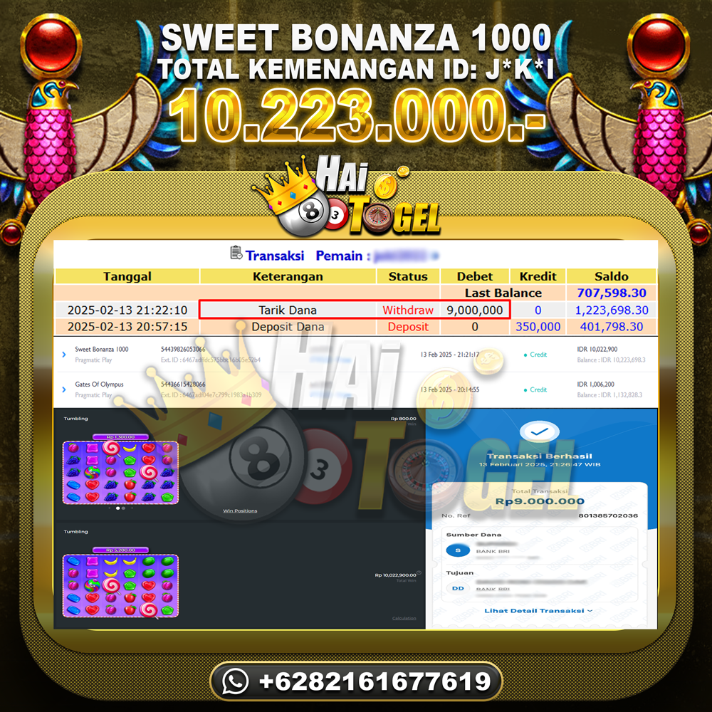 Read more about the article KEMENANGAN SLOT JP HAITOGEL : SWEET BONANZA 1000 RP. 10.223.000