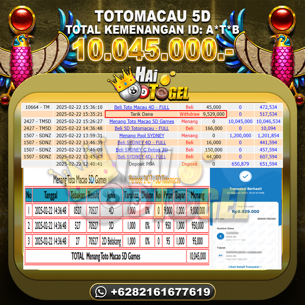 Read more about the article JACKPOT PASTI TERBUKTI HAITOGEL : TOTOMACAU5D RP. 10.045.000