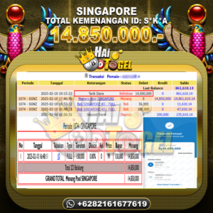 Read more about the article TOGEL HAITOGEL KEMENANGAN BUKTI : SINGAPORE RP.14.850.000,-